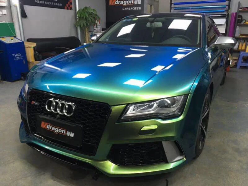 

Super Gloss Metallic Jungle Green Vinyl Wrap Color Shift Metal Car Wrapping Roll with Air Release Channel