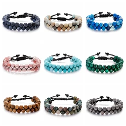 Handmade Bracelet Yoga Healing Jewelry Natural Stone Beads Braided Bracelet Double Layer Strand Beaded Charm Bracelet