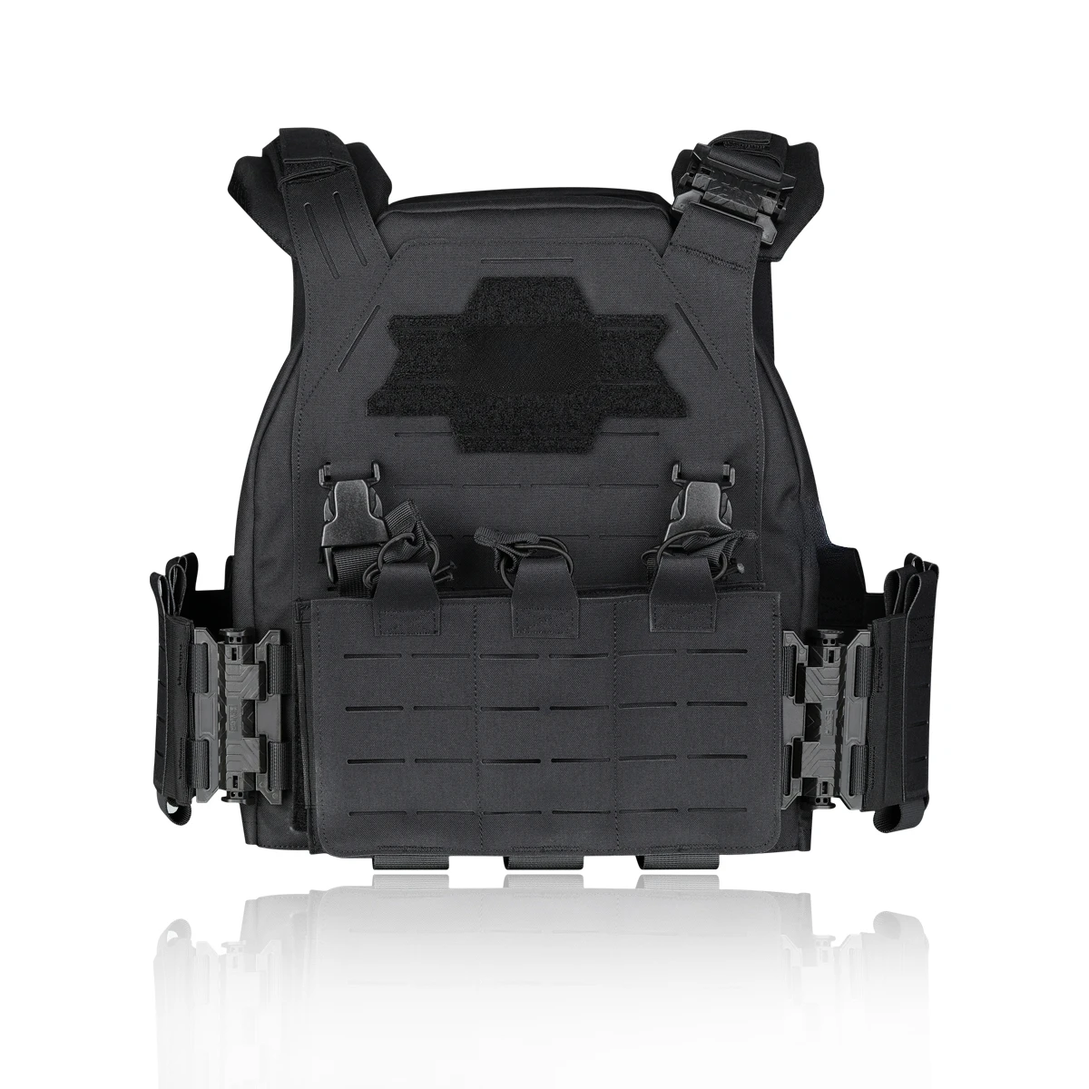 Tactical Plate Carrier Black Nylon Tactical Vest Laser-cut Platform with Water-resistant Coating