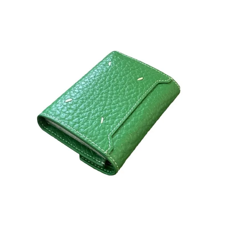 2025 Women's Cowhide Short Three-fold Wallet European American and Korean Version Folding Small Change Multi-purpose Wallet