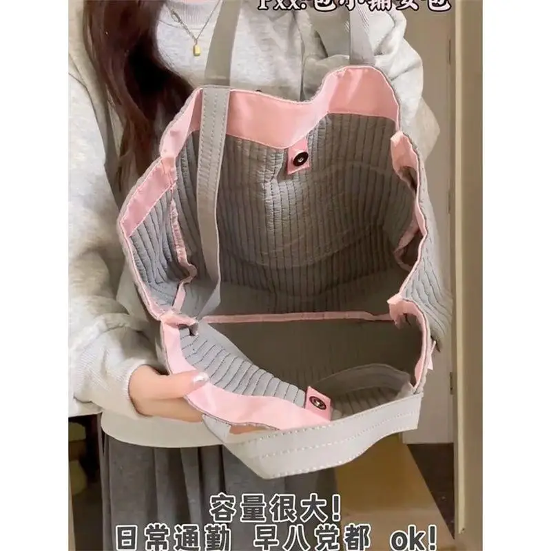 Commuter Large-capacity Shoulder Bags 2024 New Bow Tote Bag Fashion Portable Korean Fashion Canvas Bag