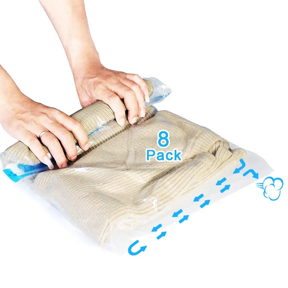 Sacs de compression réutilisables pour vêtements de voyage, sacs de rangement sous vide pour valises, hauts, pantalons, sacs de rangement portables et pliables