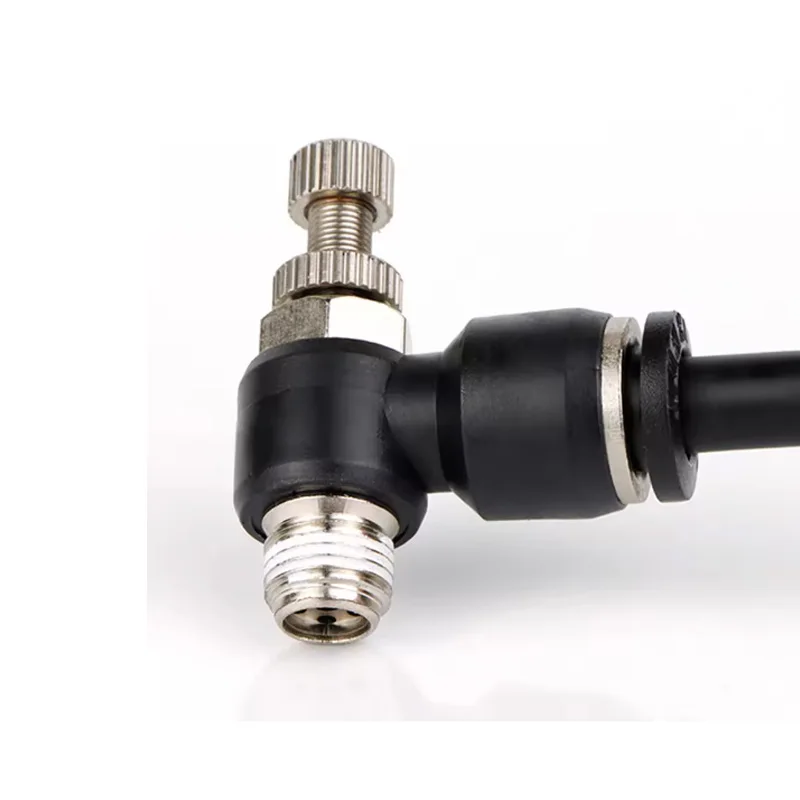 SA 304 Stainless Steel Throttle Valve Speed Control Valve Pneumatic Quick Connector 8 10 12mm Cylinder Regulation Flow Limiting