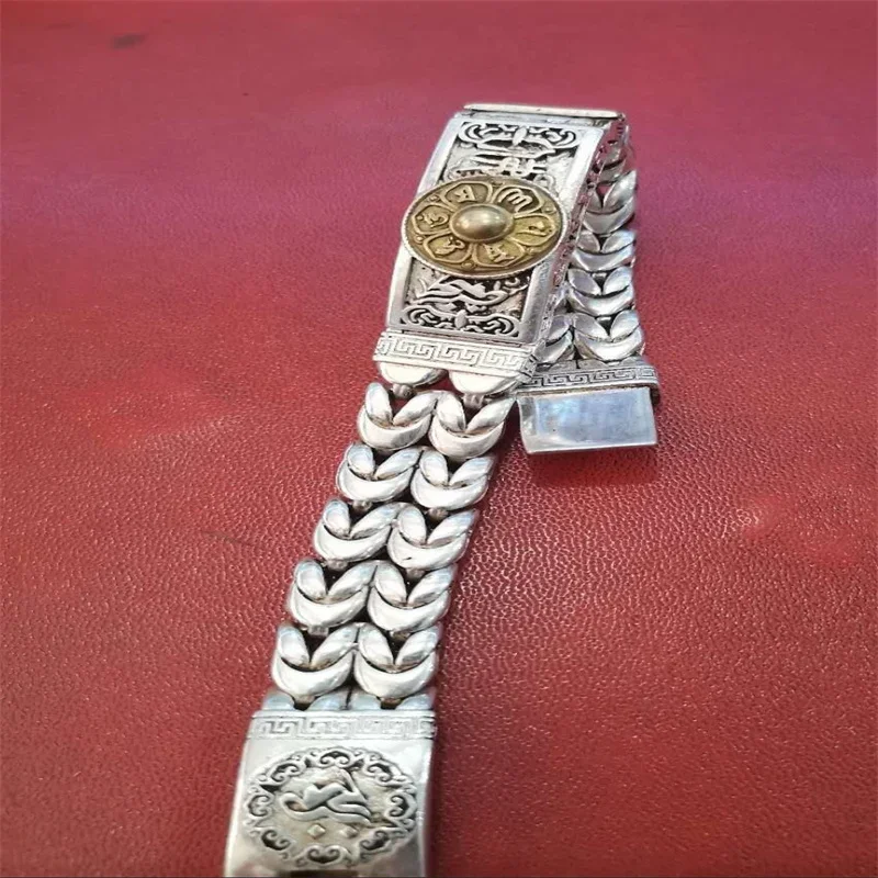 Maichuang/Tibetan Silver Inlaid Bracelet Fashion Bangles Personality Charm Jewelry Exquisite Workmanship Men Women Couple Gift