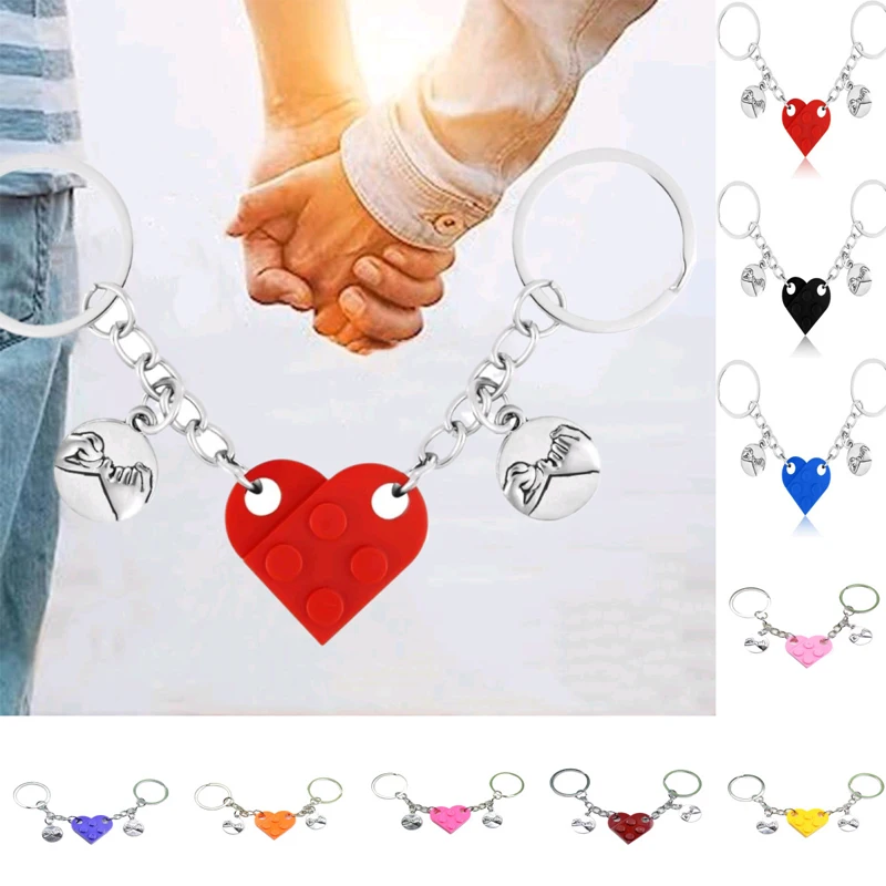 

Valentine's Day Love Keyring Couple Pull Hook Building Blocks Splicing Love Key Chain Backpack Pendant Car Interior Accessories