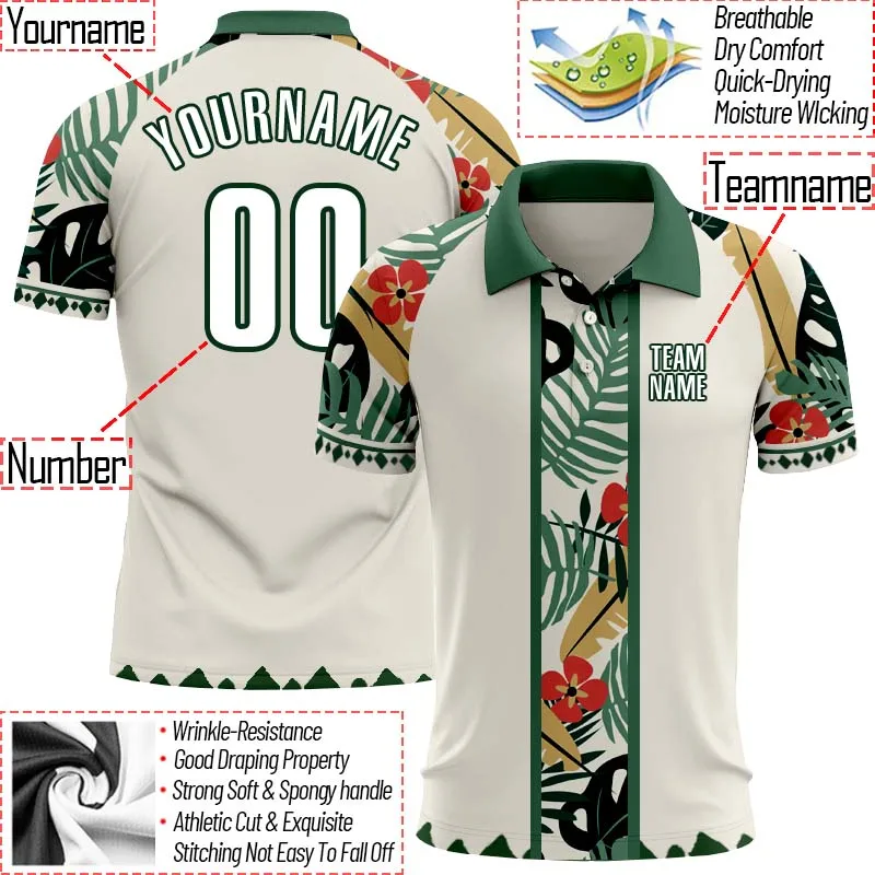 

Summer Shirts Women For Men Plant And Flower Pattern Polo Shirt 3D Print Golf Shirts Personalized Your Name, Number, Team Name