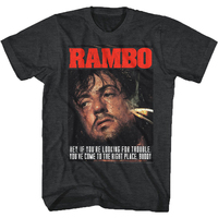 Movie Joint Retro First Blood Stallone European and American Men's Heavy Cotton Short-sleeved T-shirt