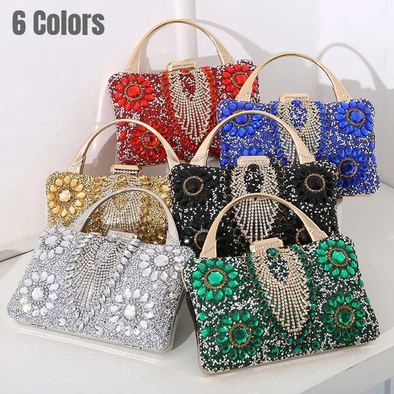 Choice Rhinestone Beaded Clutch Evening Bag Women Wedding Party Purse Evening Banquet Bag European Exquisite Bridal Purse para