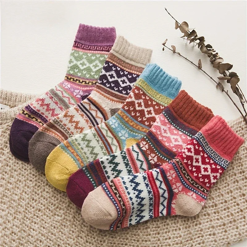 

5 Pairs Womens Socks Winter - Thick Soft Warm Fuzzy Cozy Socks for Women