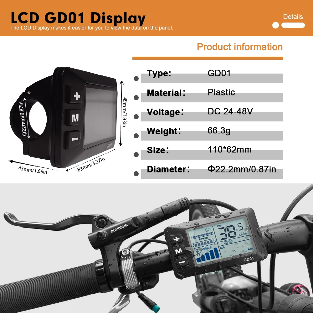 Three-Mode Sinewave Controller UART Protocol No.2 36V48V52V 35A With Learning Function for Electric Bike 1000W/1500W BLDC Motor