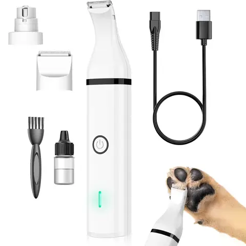 Cortadora eléctrica para perros de doble hoja, cortadora de pelo para patas de mascotas, ojos, orejas, cara, trasero, poco ruido