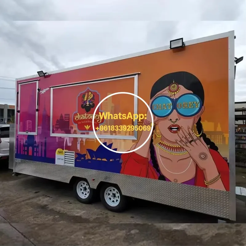 Heavy Duty Commercial Food Truck Fully Equipped Mobile Catering Trailer Cooking Appliances For Outdoor Events Street Business view 2