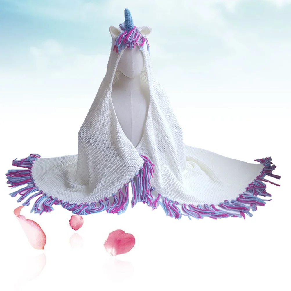 Colorful Unicorn Wool Knitted Blanket Cozy Skin-Friendly Crochet Sleeping Cover for Kids Warm Breathable Blanket