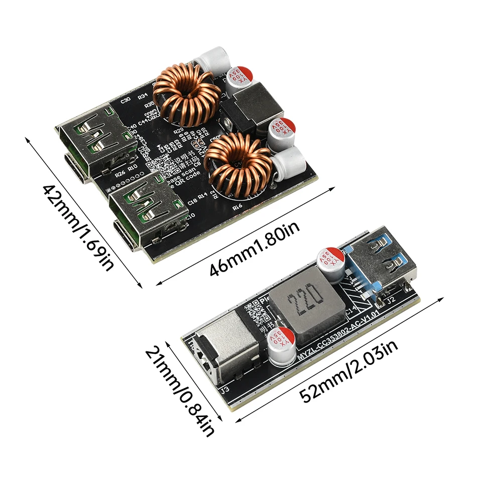 Type-A and Type-C High Power 140W /100W All Protocol Desktop Fast Charging Module Buck Converter Support PPS/PD3.0/PD2.0