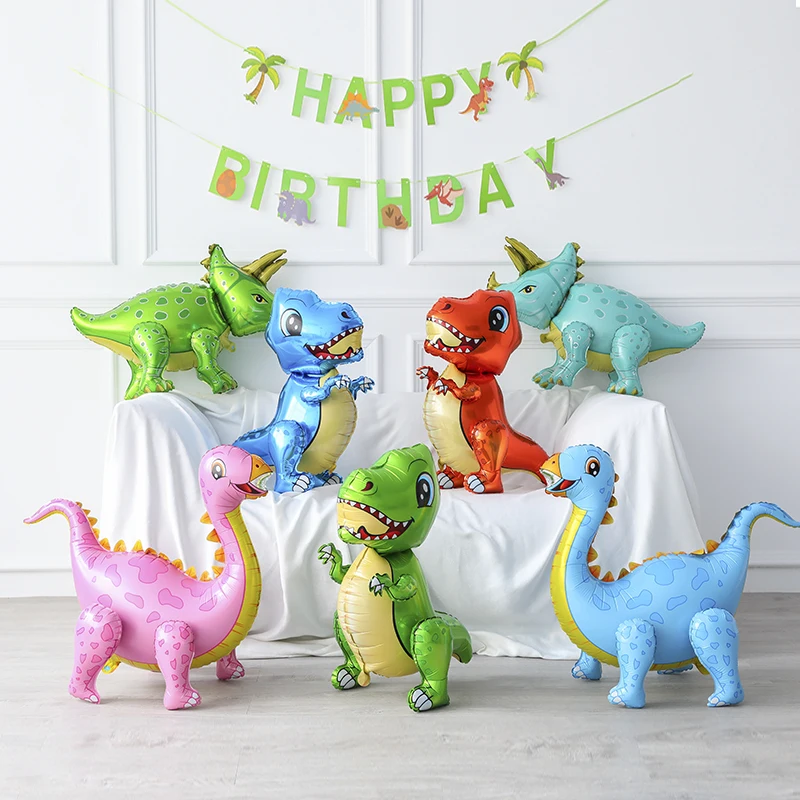 Large 4D Walking Dinosaur Balloons Jurassic Dinosaur Party Supplies Kids Birthdays Decorations Jungle Dragon Foil Globos Toys