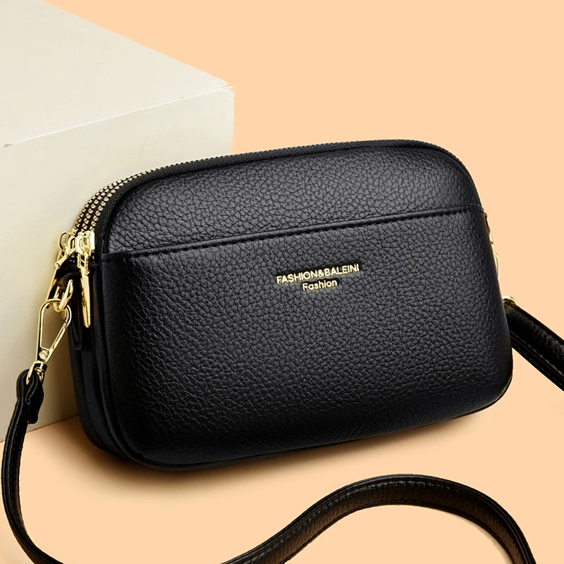 

Faionable Soft Leather Women's Crossbody Phone Bag Luxury Sli Versatile Ladies Handbag Small Square Bag Korean Sle