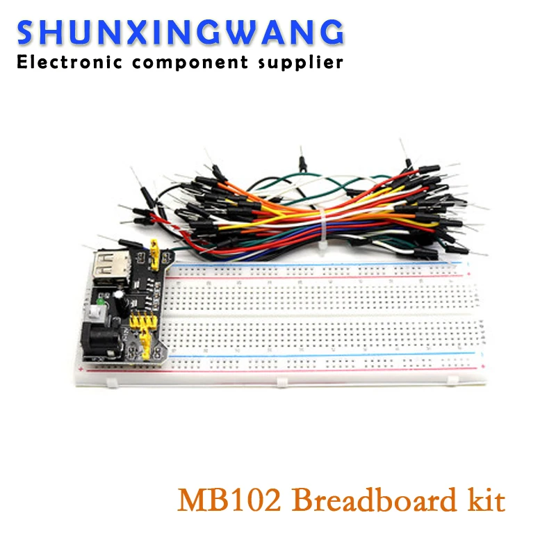 3.3V/5V MB102 Breadboard power module+MB-102 830 points Prototype Bread board +65 jumper wires wholesale