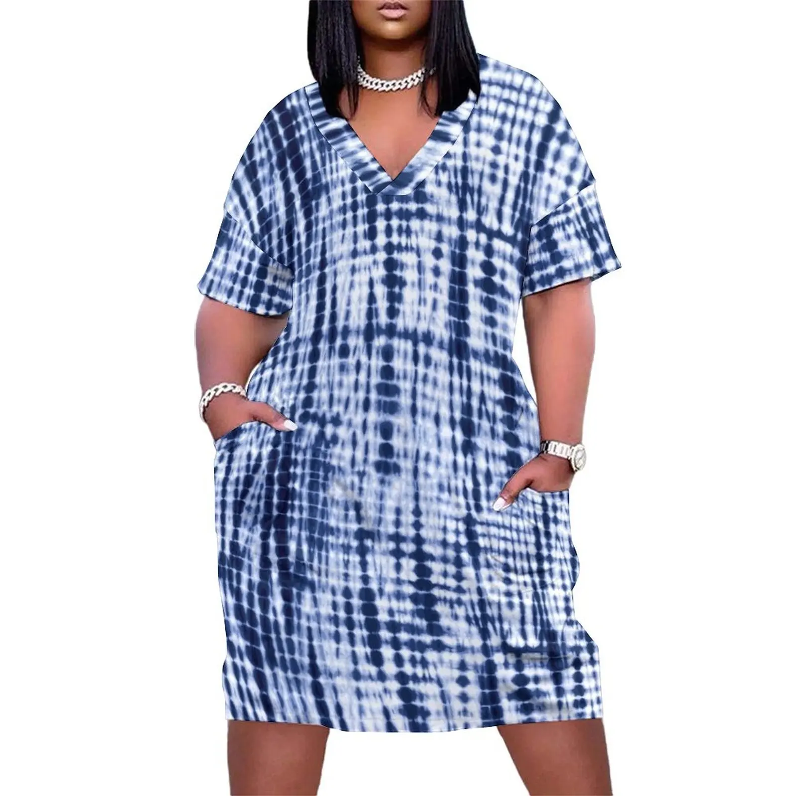 

Tie Dye Pattern Loose Pocket Dress clothes for woman long sleeve dress