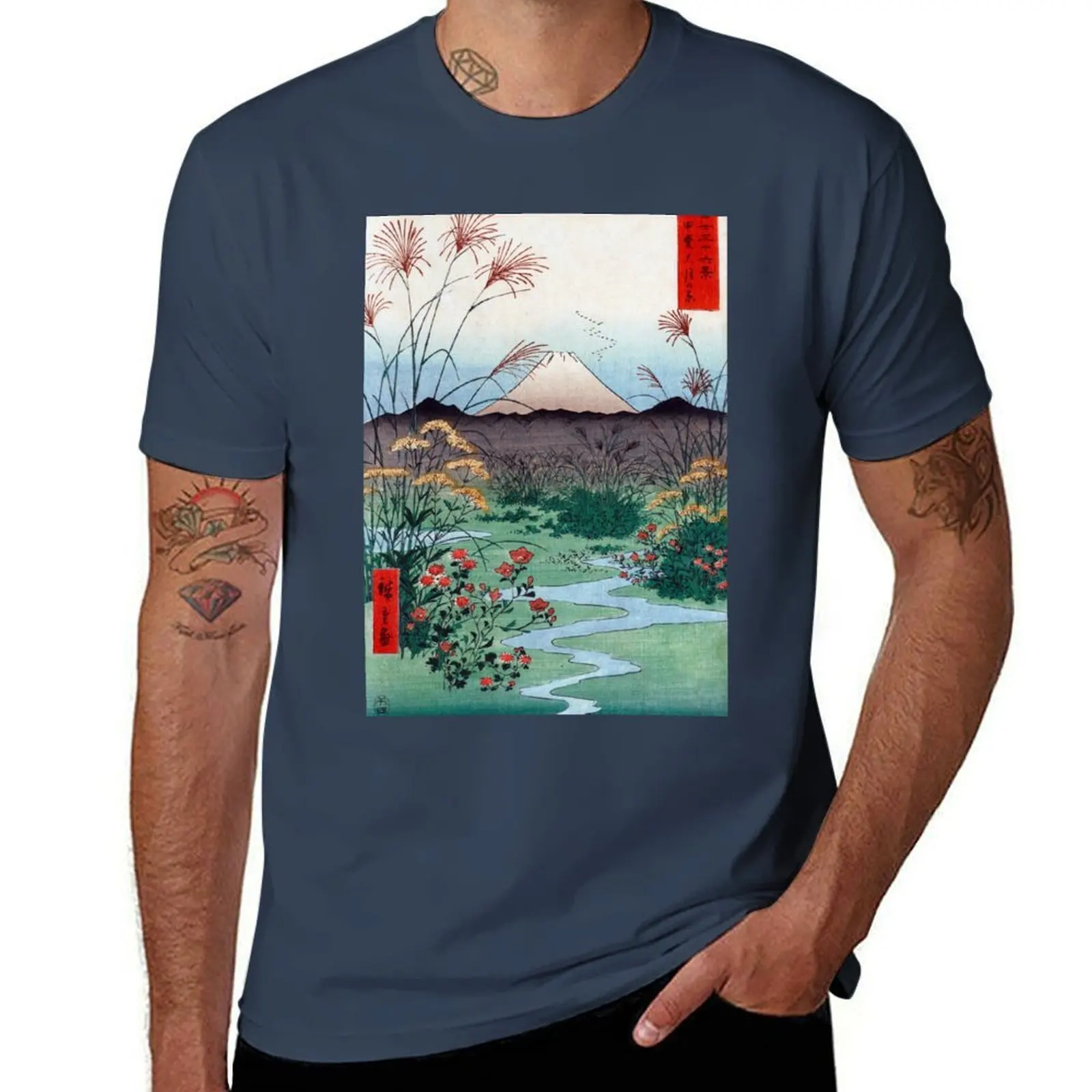 

Utagawa Hiroshige tsuki Plain in Kai Province T-Shirt printed t shirts for man anime tshirt T-Shirt
