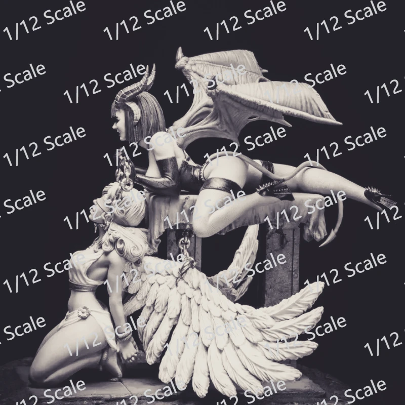 1/12 Scale Demon and Angel Fan Art Diorama Resin Figure Assembly Model Kit Self-Assembled Unpainted