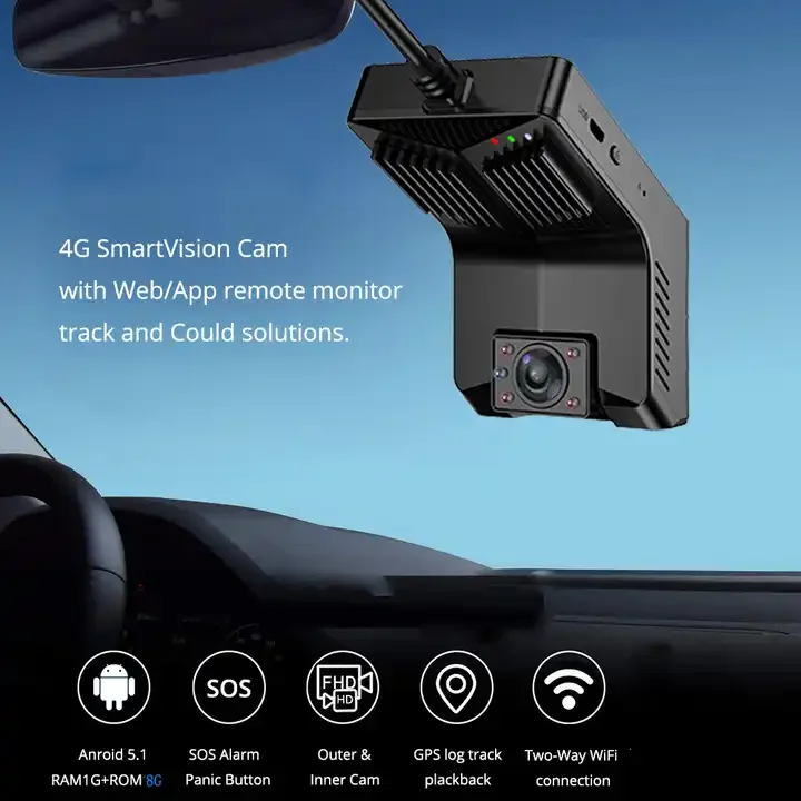 T2 Mini Auto Camera 1080P Dual Lens Dash Cam Dvr Met Wifi Gps En 4G Gsm Verbinding Lcd Ips Scherm 720P Resolutie