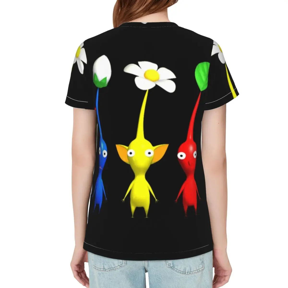 Pikmin Characters T-Shirt Women Short Sleeve T Shirts Round Neck Streetwear Cotton Summer Tees Streetwear
