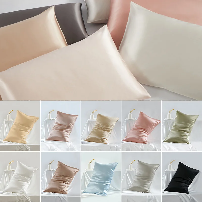 19/22 Momme Silk Zipper Pillowcase 1pc 100% Nature Mulberry Silk Muticolor Pillow Case for Healthy Standard Queen King Size