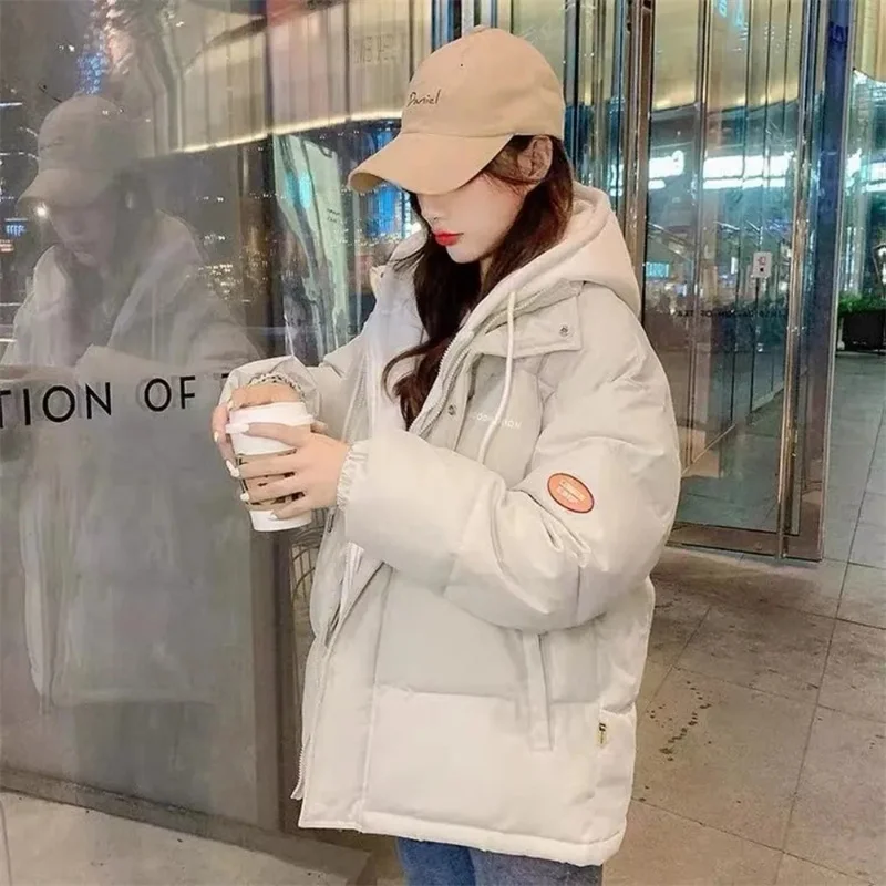 Thicken Warm Coat Pocket Loose Casual Parkas Overcoat Korean Winter Parka Women Puffer Jacket Hooded Cotton-Padded