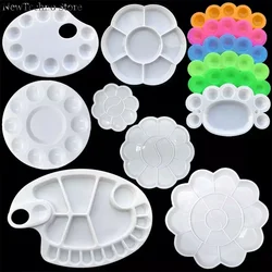 White Painting Supplies Alternatives Paint Pigment Tray Round Palette Plastic Palette Watercolor Art Paint Tray