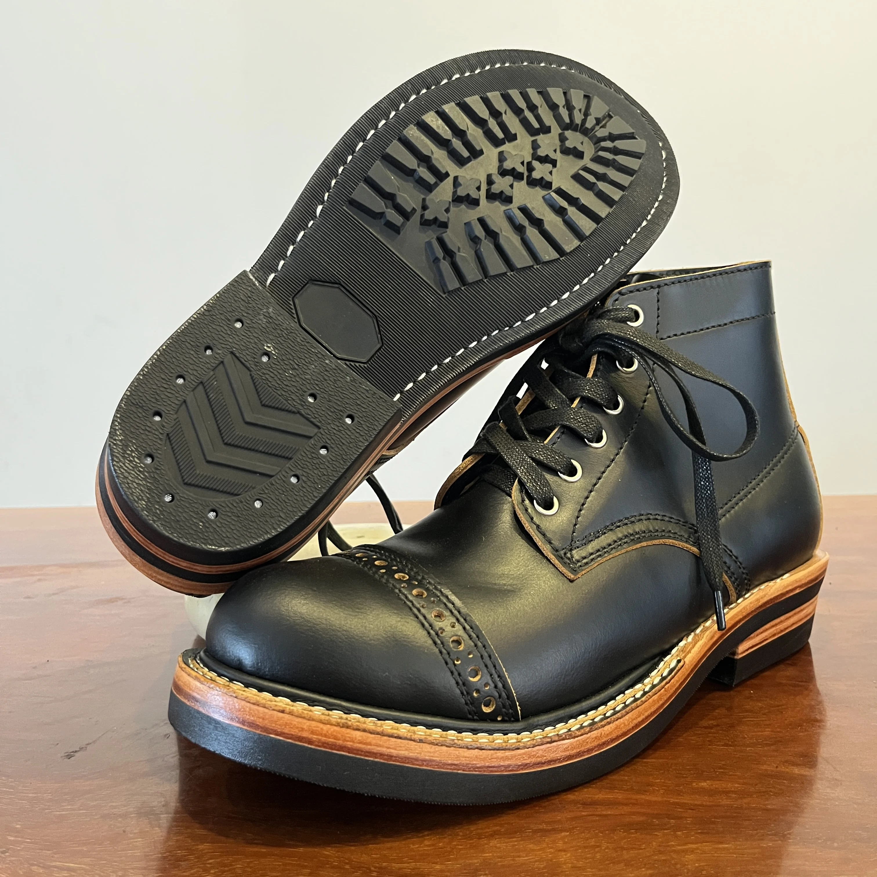 AL401 RockCanRoll Size 35-50 Super Quality Genuine Italian Cow Leather Handmade Durable Goodyear Welted American Work Boots