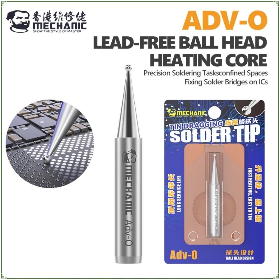 MECHANIC ADV-O Lead-Free Ball Tip Soldering Iron Tip for Mobile Phone Repair Motherboard PCB Chip Soldering Desoldering Tool