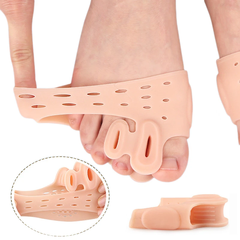 4pieces=2pairs Forefoot Pad Gel Silicone Hallux Valgus Toe Splitter Big Foot Bone Orthopedic Insole Massage Forefoot Cushion