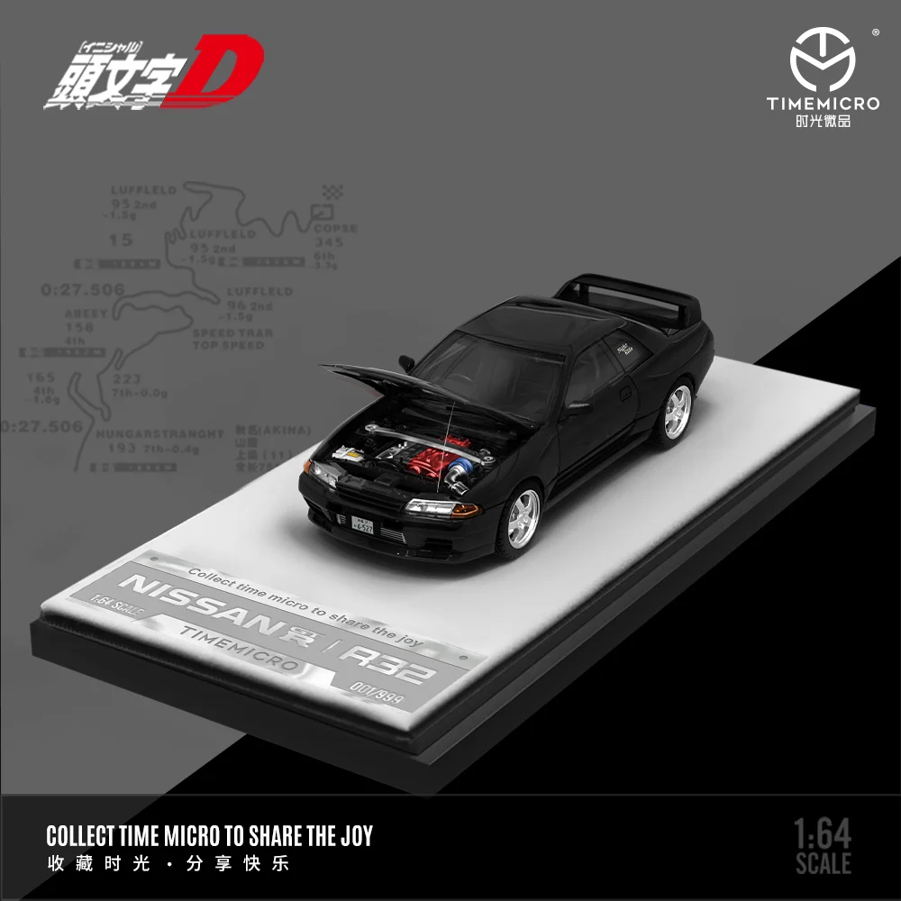 TIME MICRO 1:64 GTR32 Initial D  Cartoon Edition Metal Model Car For Collection Gift