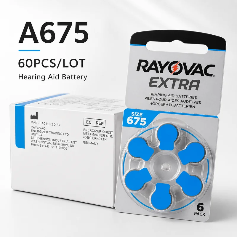 Zinc Air Button Cell Battery 675 675A A675 PR44 60Pcs Replacement Batteries For Hearing Aids Ear Aid Devices Stable Power