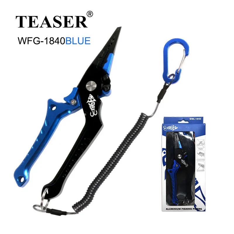 TEASER WFG-1840 Fishing Pliers Multifunctional Fishing Tool Accessories 19cm 130g Line Cutter Scissors Fish Tongs Match Rope