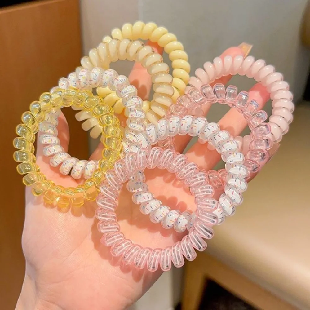 Spirale Haargummis Kreative Lila Blau Farbe Telefonkabel Scrunchies Elastisches Haarband Süße Niedliche Kleine Frauen Haarschmuck