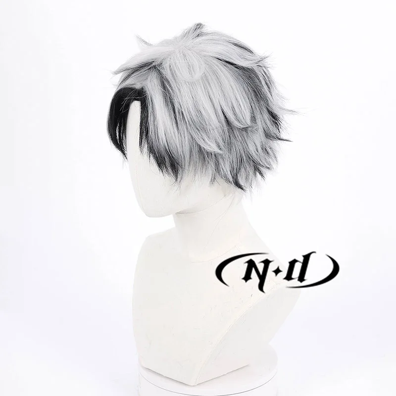 ND Haikyu كوتارو Bokuto تأثيري الباروكات أنيمي كوس أبيض رمادي مركز فراق خصلات الشعر المستعار لحزب كوميك كون كوزر زي موضوع