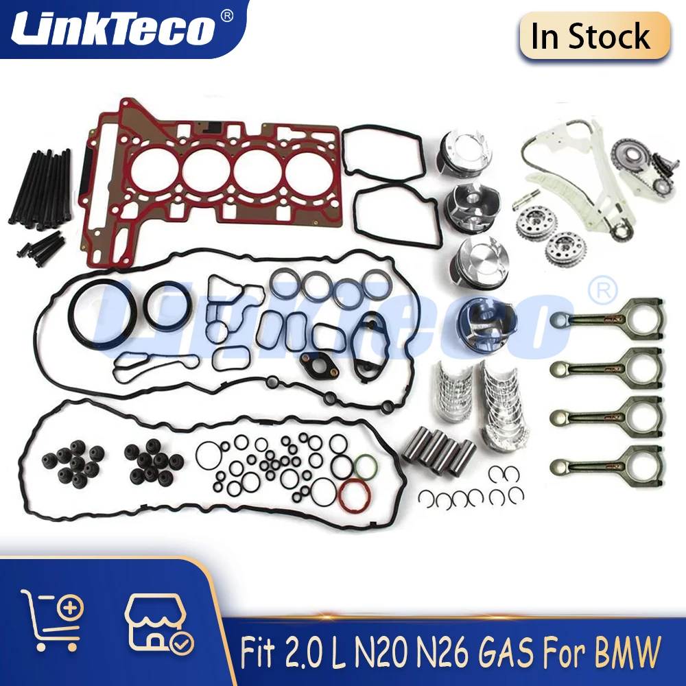 

Engine Parts Rebuild Gasket Set Piston Timing Chain Kit VVT Fit 2.0 L N20 N26 GAS For BMW Z4 X1 X3 328i 428i 320i 228i 2.0L L4