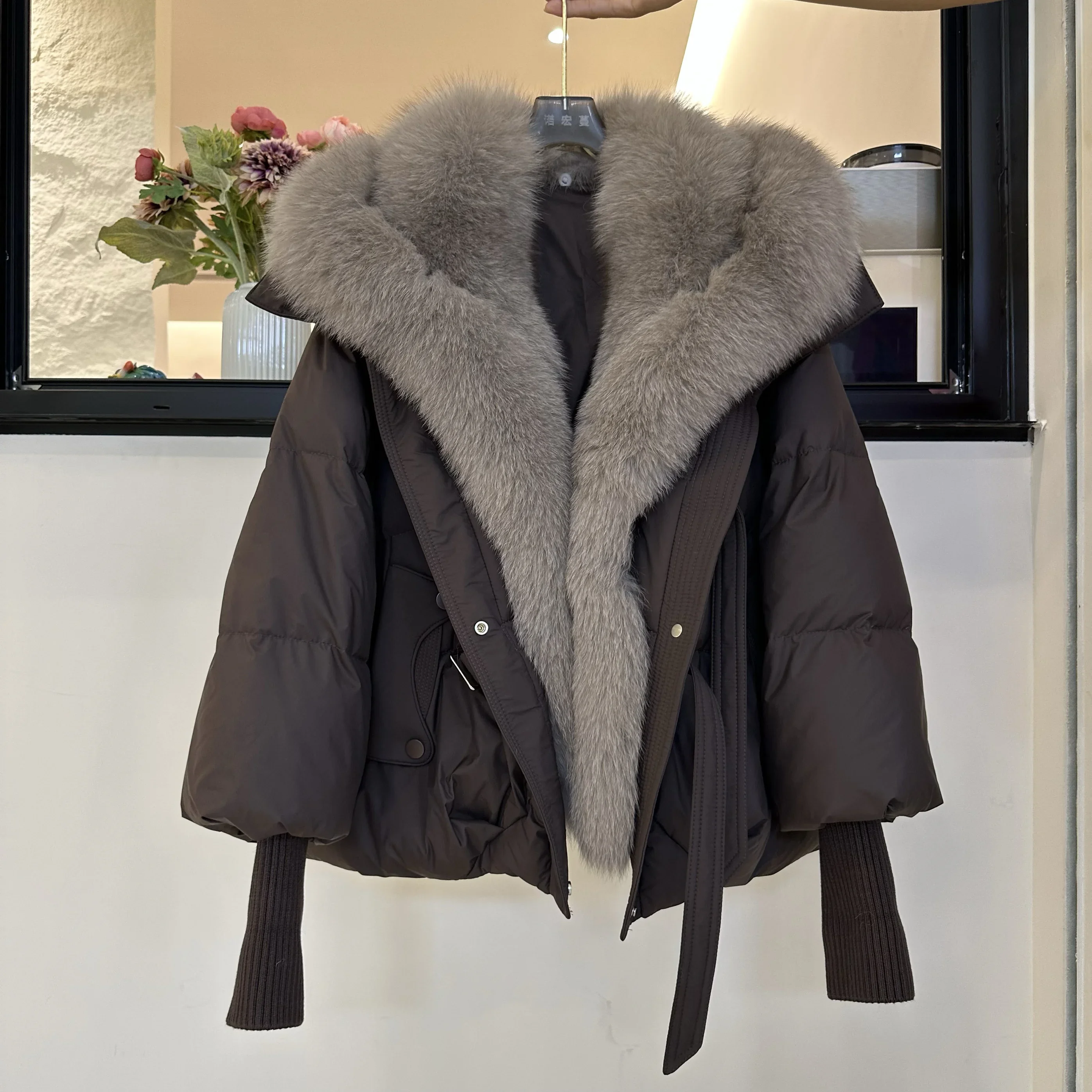 2024 New Women Winter Warm Natural Goose Down Jackets Real Fox Fur Collar Thick Female Outwear Coats Puffer Jackets