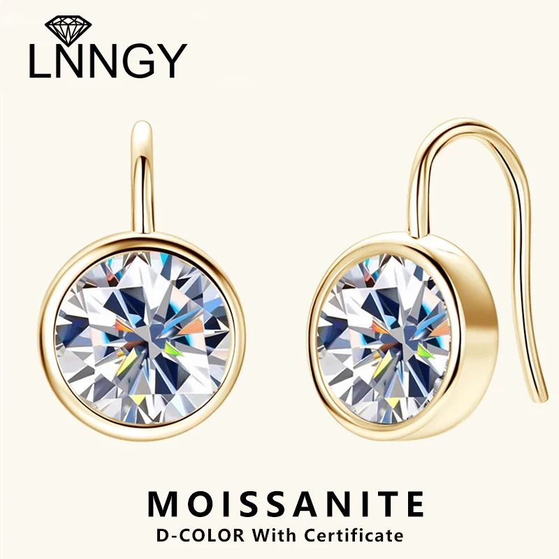 

Сертифицированные Lnngy серьги-гвоздики из стерлингового серебра 925 пробы для женщин, сверкающие круглые серьги 8 мм, 2 карата, серьги с муассанитом, модные ювелирные изделия, подарок