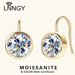 Lnngy Certified 925 Sterling Silver Stud Earring for Women Sparkling Round Cut 8MM 2CT Moissanite Earrings Fashion Jewelry Gift