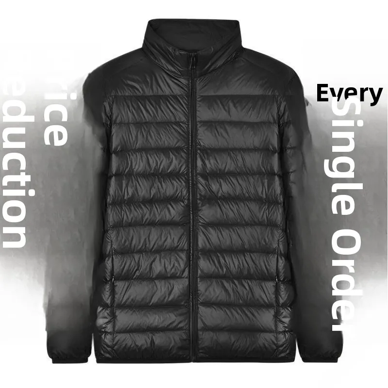 

Легкое шелковое хлопковое мужское пальто 2024, осень-зима, новое ультралегкое хлопковое пальто большого размера с воротником-стойкой и капюшоном