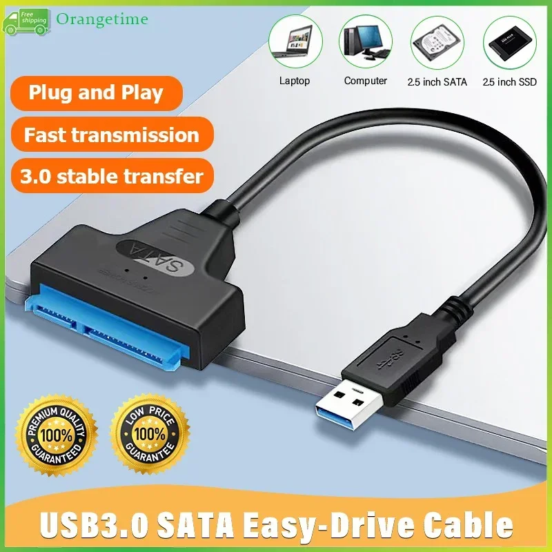 

【Быстрая доставка】USB 3.0 к SATA 22-контактный 2,5-дюймовый жесткий диск 6 Гбит/с для адаптера HDD SSD Соединительный кабель для твердотельного накопителя