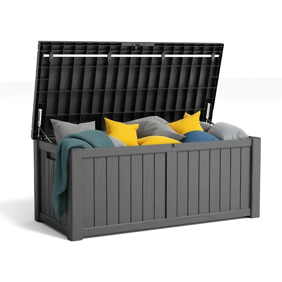 120 جالون الراتنج صندوق سطح السفينة قابل للقفل فناء صندوق تخزين خارجي للأثاث حديقة أدوات وأدوات تخزين مقاوم للماء خارج St #1