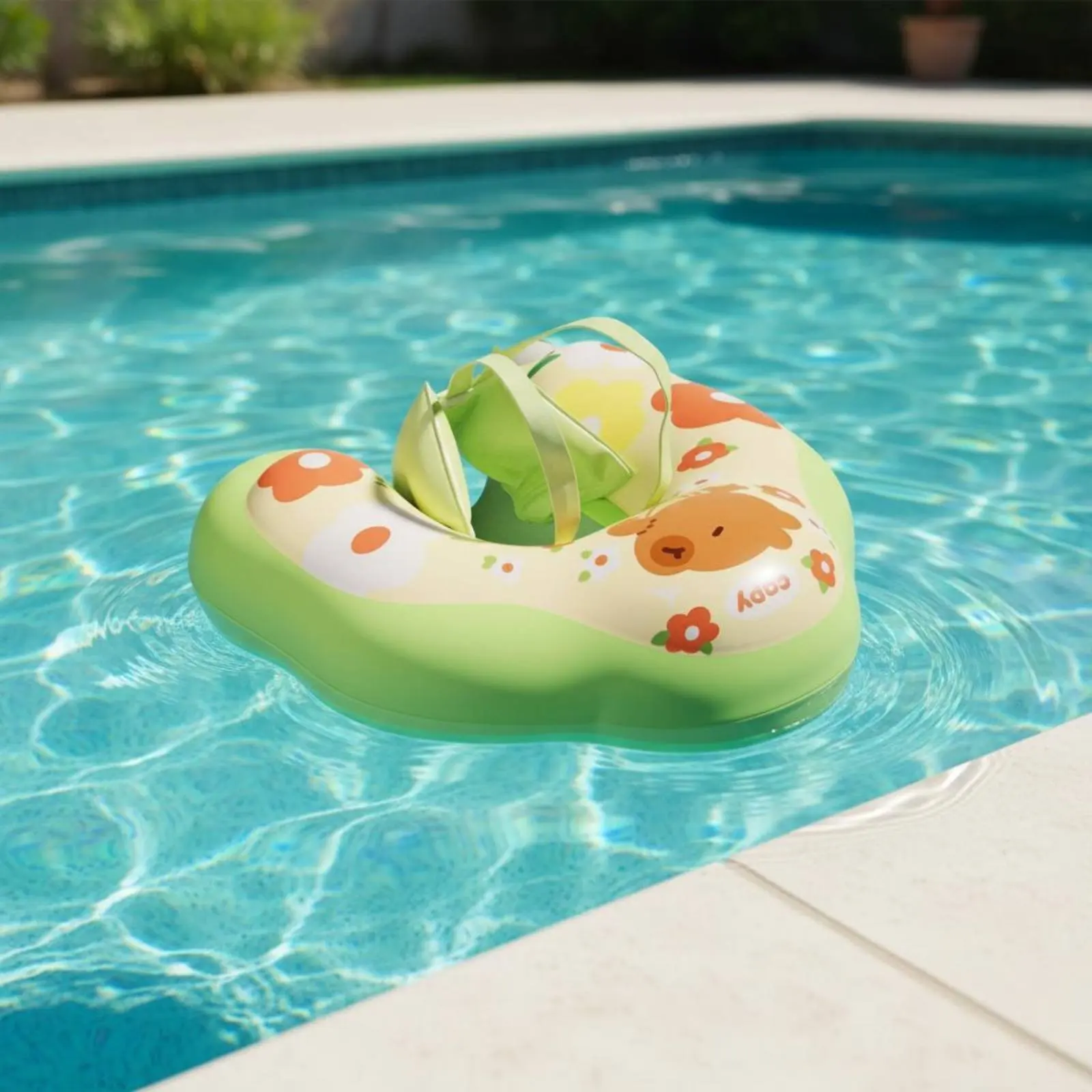 Baby Swim Float with Canopy Anti-Tip Design Baby Buoyant with Canopy Infant Buoyant Float Underarm Support Infant Floating Seat