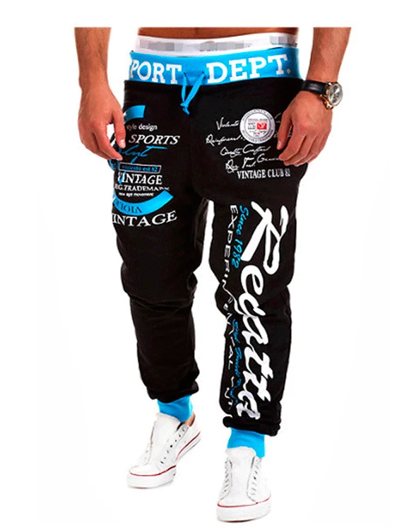 

Весна-лето, новые простые мужские свободные повседневные спортивные брюки с эластичной резинкой на талии и буквенным принтом, прямые брюки, свободный крой, молодежные