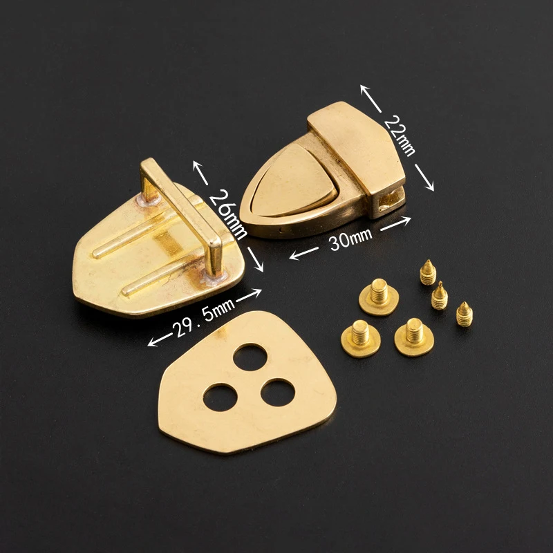 Solid Brass Metal Tuck Lock Push Lock Closure Catch Clasp Buckle Fasteners for Leather Craft Bag Case Handbag Purse Briefcase