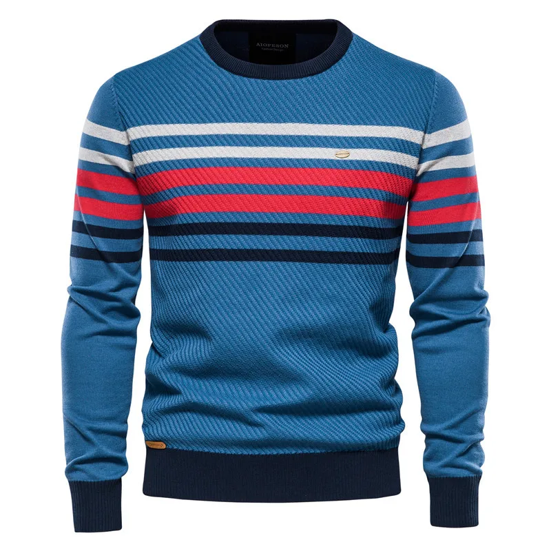 

Business Slim Brand Cotton Sweater Men Fashion Casual O-Neck Spliced Pullovers Knitted Sweater Male New Winter Warm Men Sweaters