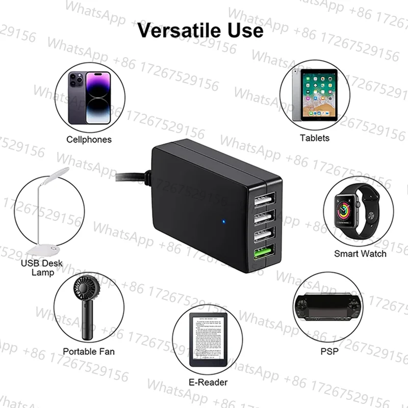 Trendy! Portable DC with Battery Clip, 12V/24V To 5V 4-Port USB Charger Multiport Adapter Other Smart Phone & Tablets