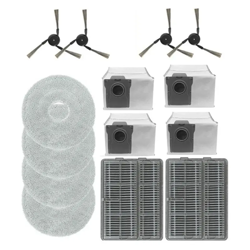 

A66Z 16PCS For Dreame X40 Pro Ultra Robot Vacuum Cleaner Replacements Parts Washable Side Brush Filters Mop Cloth Dust Bag